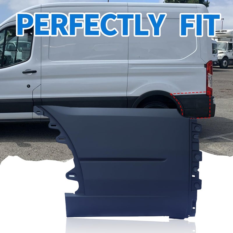 Spwrney Rear Lower Quarter Panel Trim Molding Cover Compatible with Transit 150 250 350 2015 2016 2017 2018 2019 Bumper Cover Extension Accessories, Left Driver Side, 1PC - Image 5